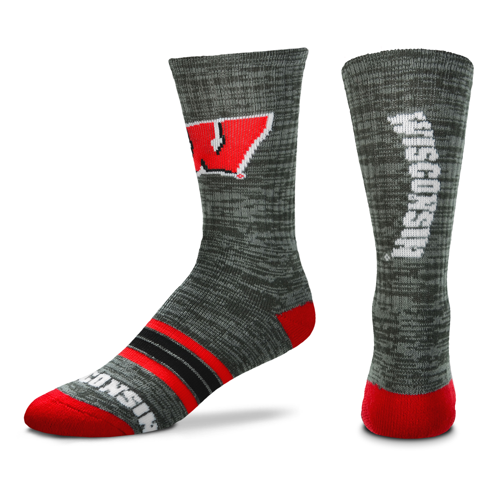 Wisconsin Badgers Quad Promo Men's Crew Socks, Large