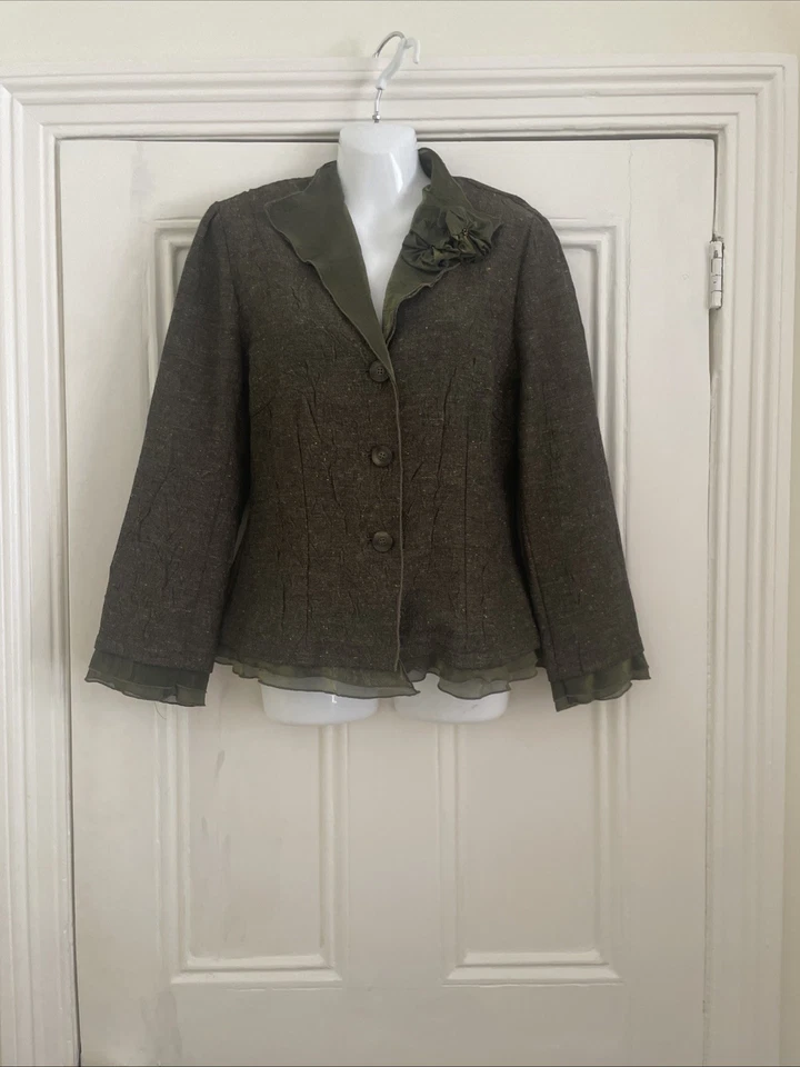 Green Tweed Syle Lightweight Jacket - UK 10 - Lagenlook - Image 2 of 4