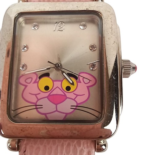 Pink Panther Watch Pink Leather Band 2007 Working New Battery - Picture 2 of 8
