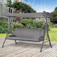 2-in-1 Patio 3 Seater Swing Chair Hammock w/ Cushion Adjustable Canopy Garden