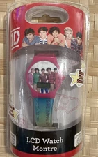 1D One Direction 2013 Pink LCD Watch Rainbow Strap Untested New In Box