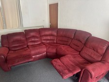 Red Faux Suede Corner Sofa Reclining High Back Padded Arms 200x190cm