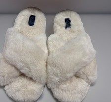 Rachel Rachel RoyWomen's Cardi Faux Fur Plush Cross Band Slippers Ivory M 7-8