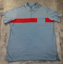 The Foundry Supply Co Polo Shirt Men’s 3XLT Blue Red Stripe Pocket Casual Golf