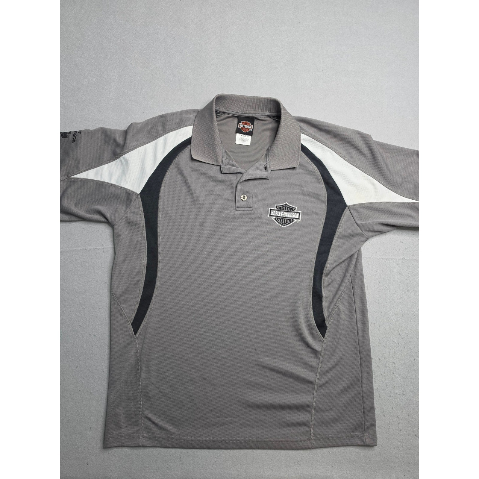 Vintage Harley-Davidson Polo Shirt Men Large Gray Embroidered Logo Raglan Sleeve