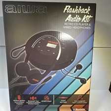 Aiwa Flashback Audio Kit Bluetooth CD/MP3 Player Black w/ Wired Headphones
