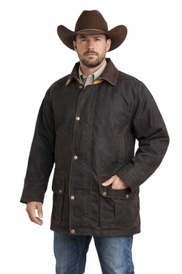 Mens Farrier Oilskin Western Australian Waterproof Duster Medium-Length Coat
