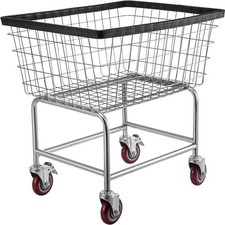 Industrial Laundry Cart 2.5 Bushel, Removable Basket, 4" Non-Marking Wheels