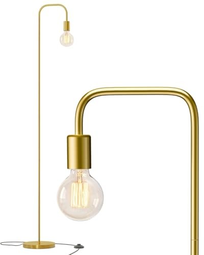  63.75'' Industrial Antique Brass Minimalist Floor Lamp for Living Room, Gold