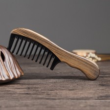 Natural Horn  Wood Wide Tooth Comb Anti Static Detangling for Curly/Thick Hair