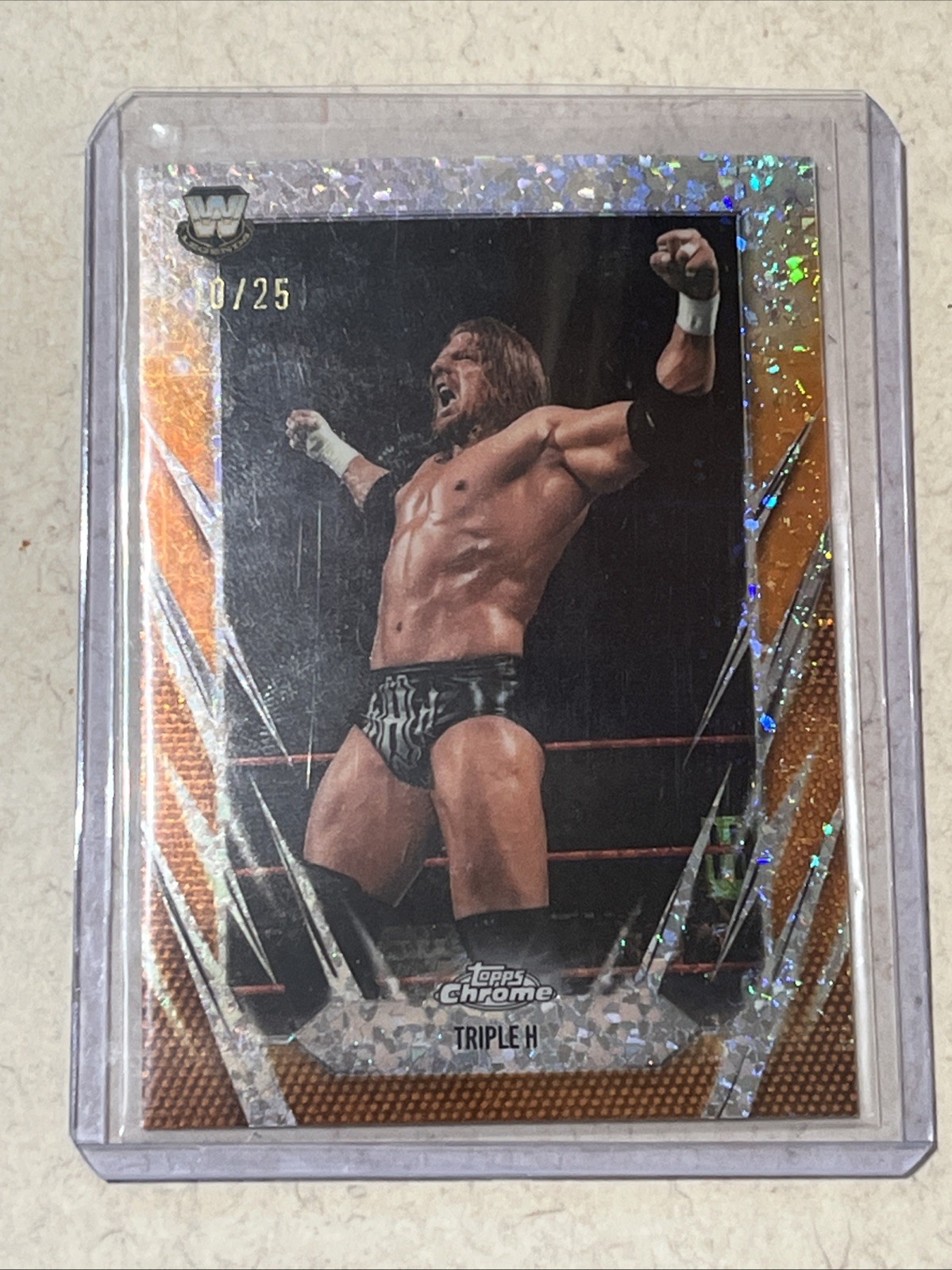 2026 WWE Topps Chrome Triple H Orange Mini Diamond Refractor 10/25