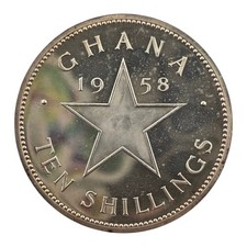 COOL 1958 Ghana 10 Shillings Proof World Silver Coin 925 Fine .841asw