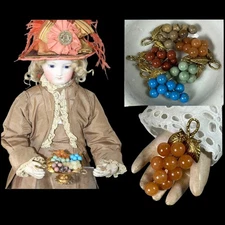 5 Bunches Lovely French Fashion Doll Artist Made Miniature Stone Grapes!