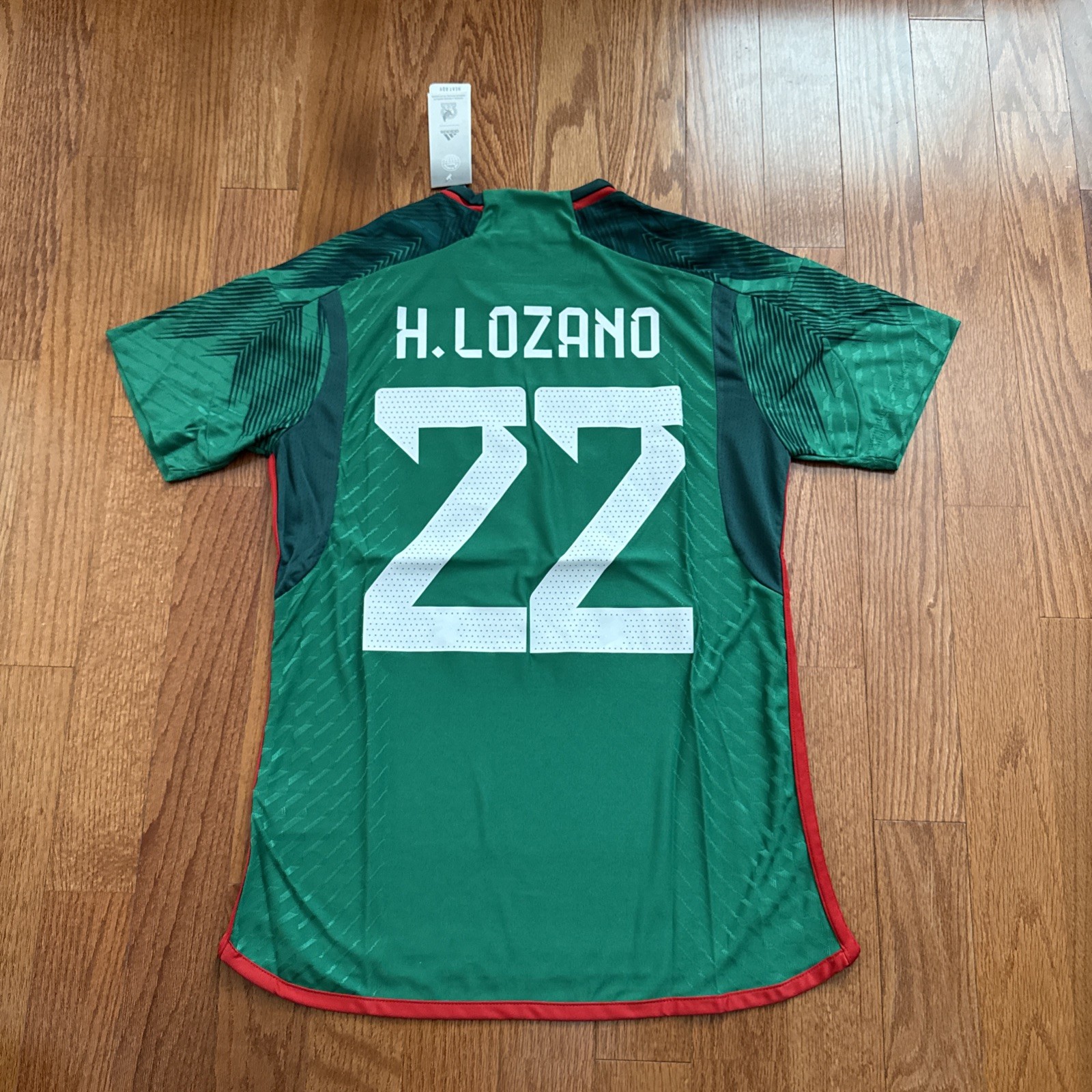 Mexico Home Green Soccer Jersey PLAYER VERSION H. Lozano #22 World Cup 2022 XL