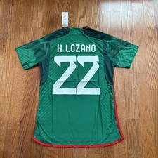 Mexico Home Green Soccer Jersey PLAYER VERSION H. Lozano #22 World Cup 2022 XL