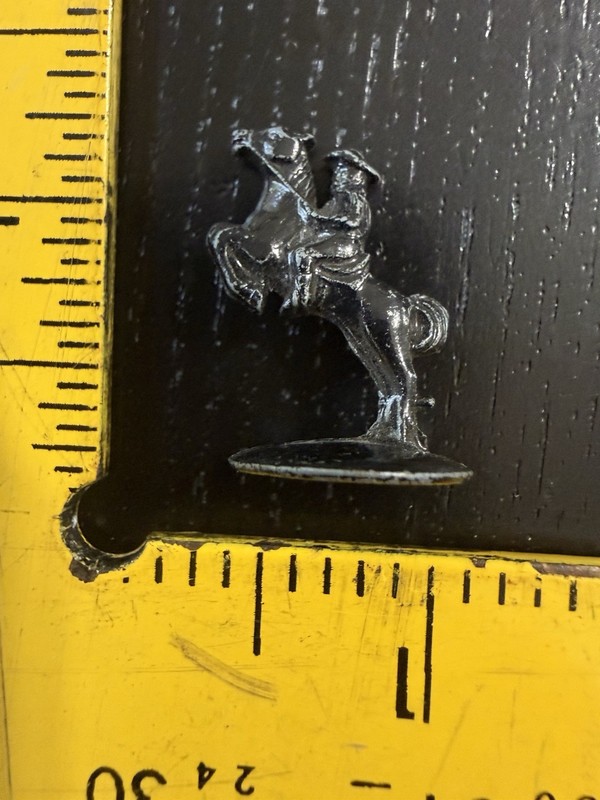 Cracker Jack Prize Metal Stand Up Black Cavalry Horse Soldier Figure Old Vintage