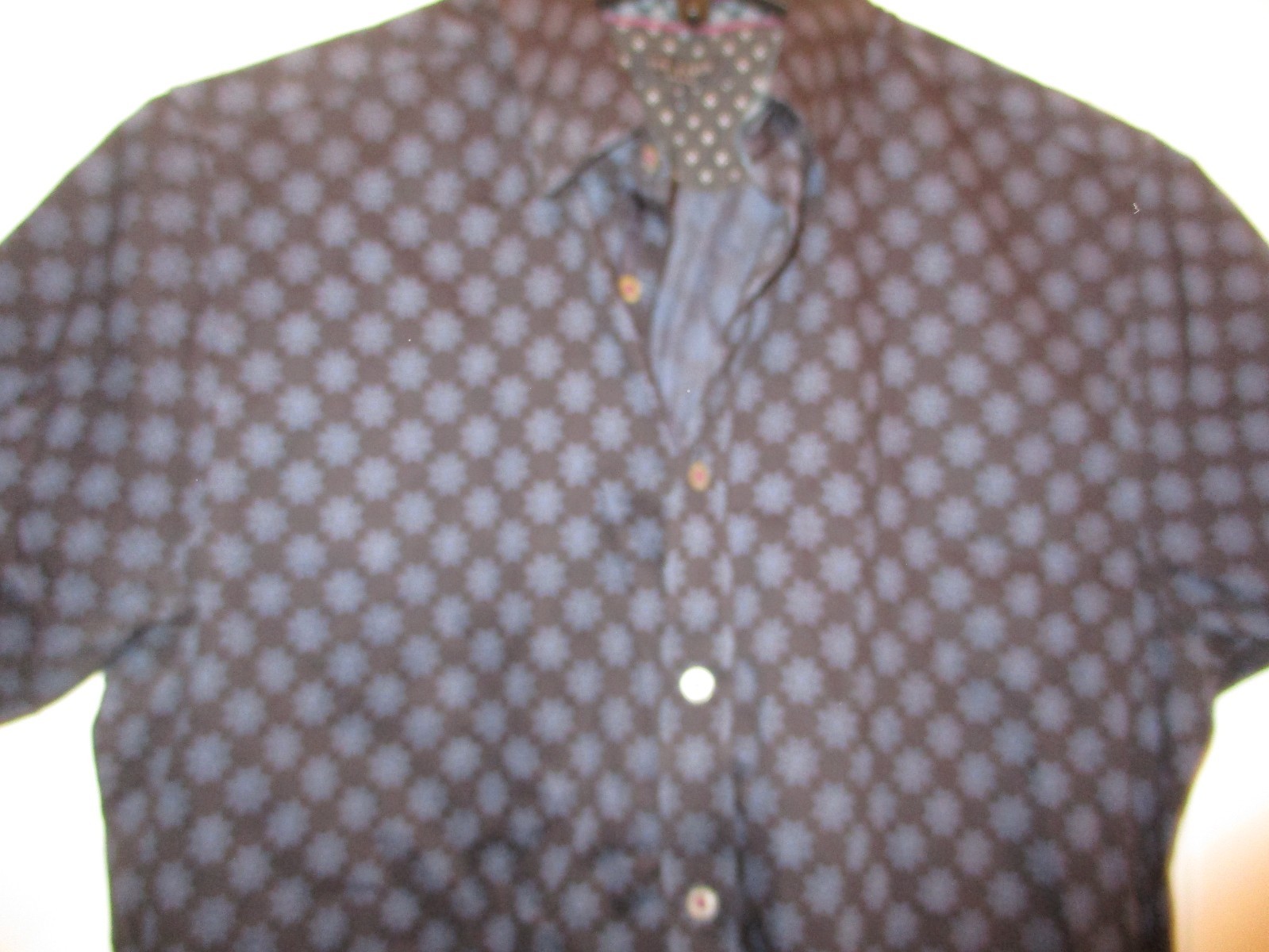 TED BAKER Black/Blue Geometric Pattern Short Slee… - image 1