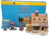 Dept 56 Storybook Village Hansel & Gretel's Light Up Sweets Shop Set of 4  EUC 