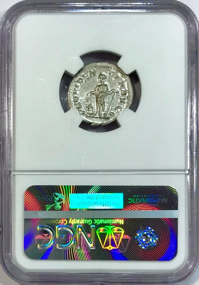 Impresionante Audaz 222-235 dC Severo Alejandro Antiguo Denario de Plata Romano NGC MS Foto 3 de 4