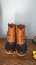 Vtg LL Bean Maine Hunting Shoe 8 Slip On Leather Duck Boot Mens 7M Buckle Strap