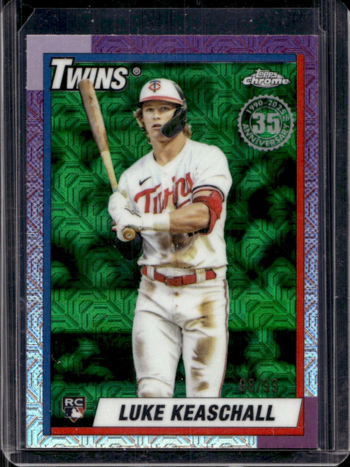 2025 Topps Update Luke Keaschall Silver Pack 1990 Chrome RC Green Refractor #/99