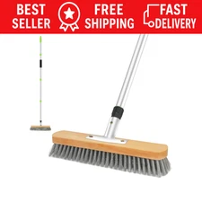 Stainless Steel Wire Scrub Brush with Long Handle, 62" Heavy Duty Floor Scrub