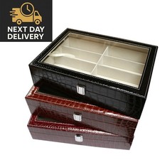 Crocodile Faux Leather Glasses Display Spectacles Box 8 Grid Storage UK Next Day