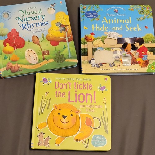 Usborne Touchy-Feely Sound Books Lot: Nursery Rhymes, Animals, Poppy & Sam, Lion