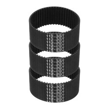 112mm GT-2 Timing Belt, 3pcs 15mm Width 2mm Pitch 3D Printing Closed Loop, Black