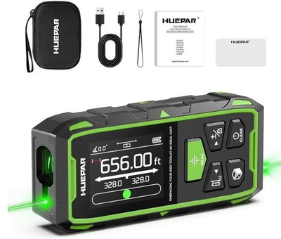 Dual Laser Measuring Tool, 656Ft Green-Beam Bilateral Digital Laser Distance Mea