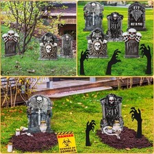 17" Halloween Foam Tombstones 5-Pack  Black Hands 3-Pack - Yard Decord