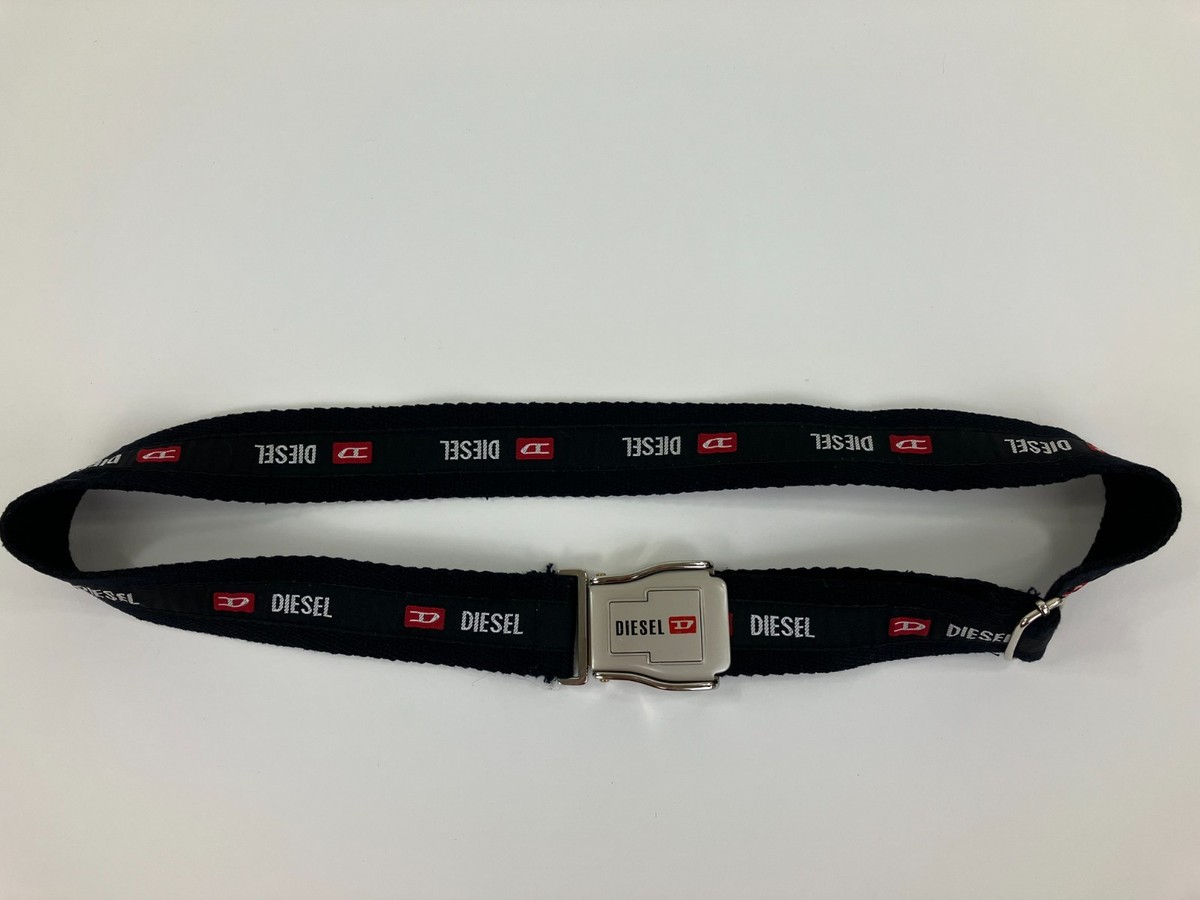 小物 2000s DIESEL logo buckle belt Vintage Diesel Seatbelt Buckle Belt Y2K Black Web Canvas