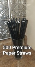 Premium Commercial Paper Straws Extra Sturdy 10" 8mm Black, 500 per Pack NICE 