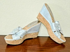 Guess Galloway Wedge Heels Sz 8 Peep Toe, Chunky Silver Y2K Never Worn ($134)