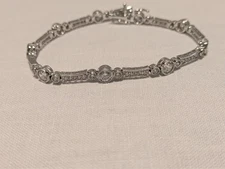 Sterling Silver .925 Epiphany Diamonique CZ Tennis Bracelet, 7.25", NEW COND.