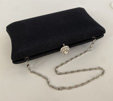Shiny Black Evening Bag/Clutch/Purse with Chain Formal Wear, Gala Purse