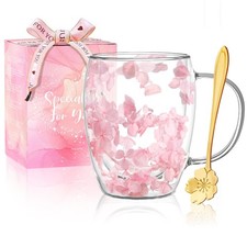 Gifts for Dried Flowers Double Wall Glass Coffee Mugs Cute Glass Tea Cups wit...