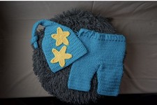 Newborn Unisex Night Cap And Pants. Great Photo Props 0-3 Mo