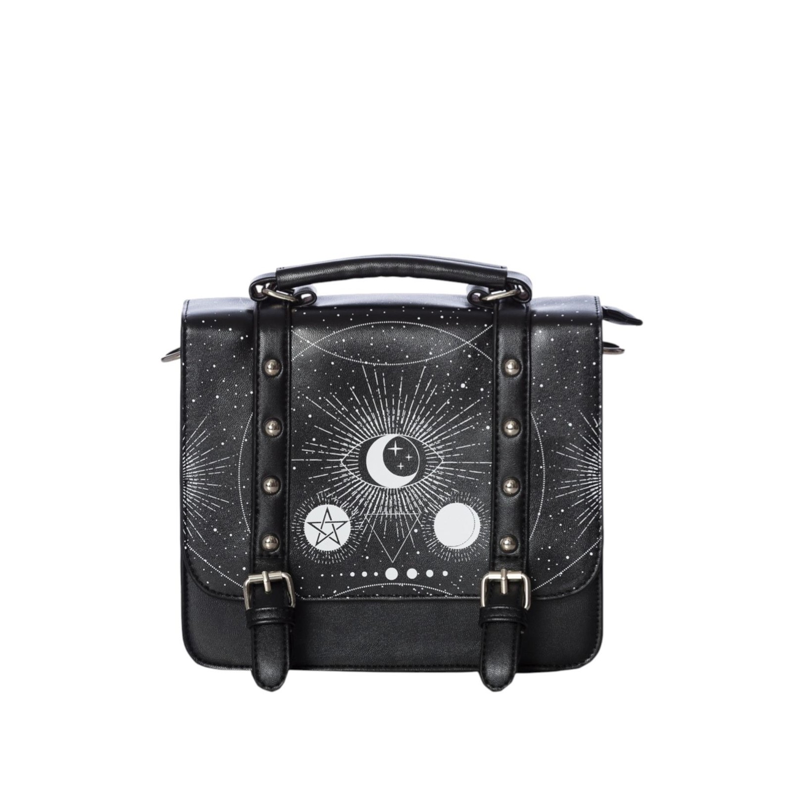 Banned Cosmic Satchel Bag Gothic Moon Phase Celestial Crossbody Shoulder Bag