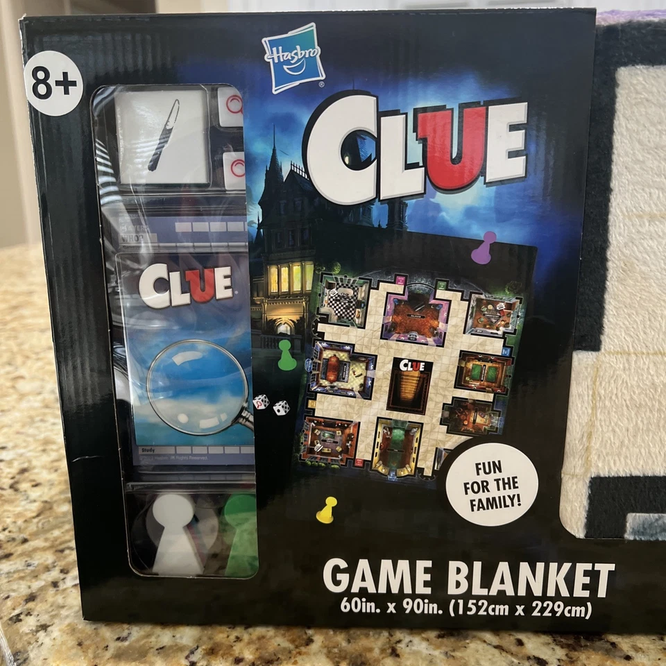 CLUE BOARD FAMILY GAME BLANKET HASBRO 60" x 90" 2023 BRAND NEW SEALED FREE SHIP - Image 2 of 4