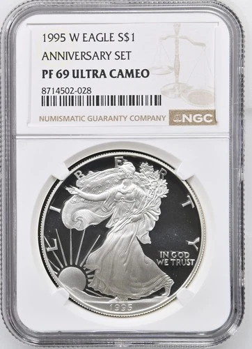 1995 W 10th Anniversary American 1 Oz Silver Eagle Proof Coin NGC PF69 -KEY DATE