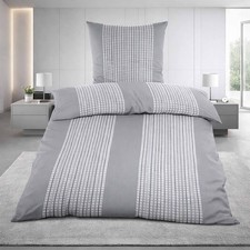 Seersucker Bettwäsche 135x200 cm Sommerbettwäsche Grau kariert