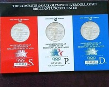 3 Stück USA 1 Dollar-Ausgabe 1983 Original Olympiade Los Angeles Silber 900 unz.
