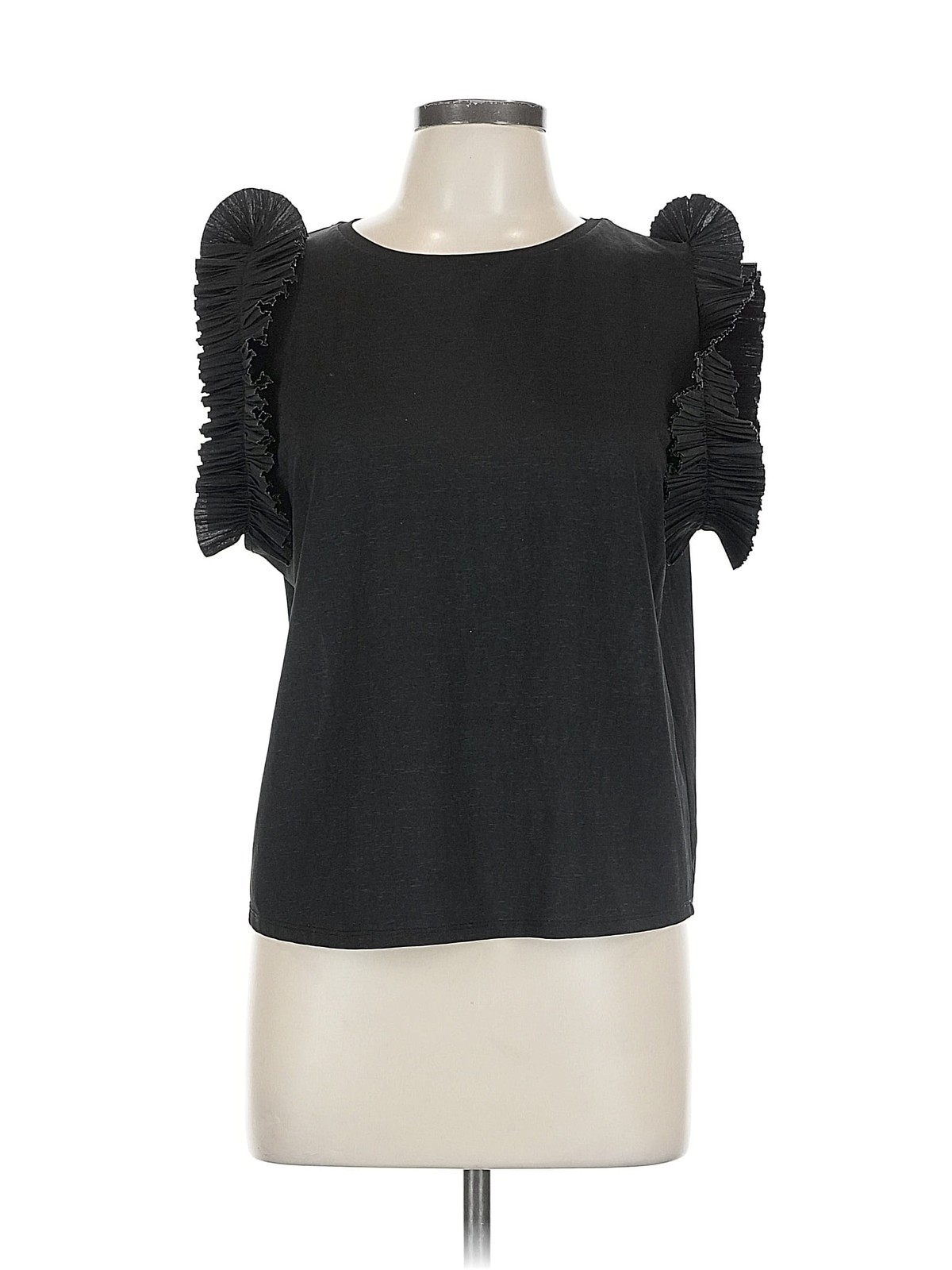 Zara Women Black Short Sleeve Top L