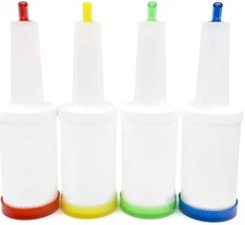 Pour and Flow N Stow Juice Bottles (32oz / 1 Quart, Set of 4) – Commercial Ba...