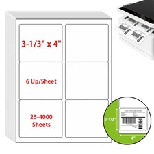 3 1/3" x 4" Shipping Address Labels FBA Box Label 6 Per Page For Inkjet & Laser