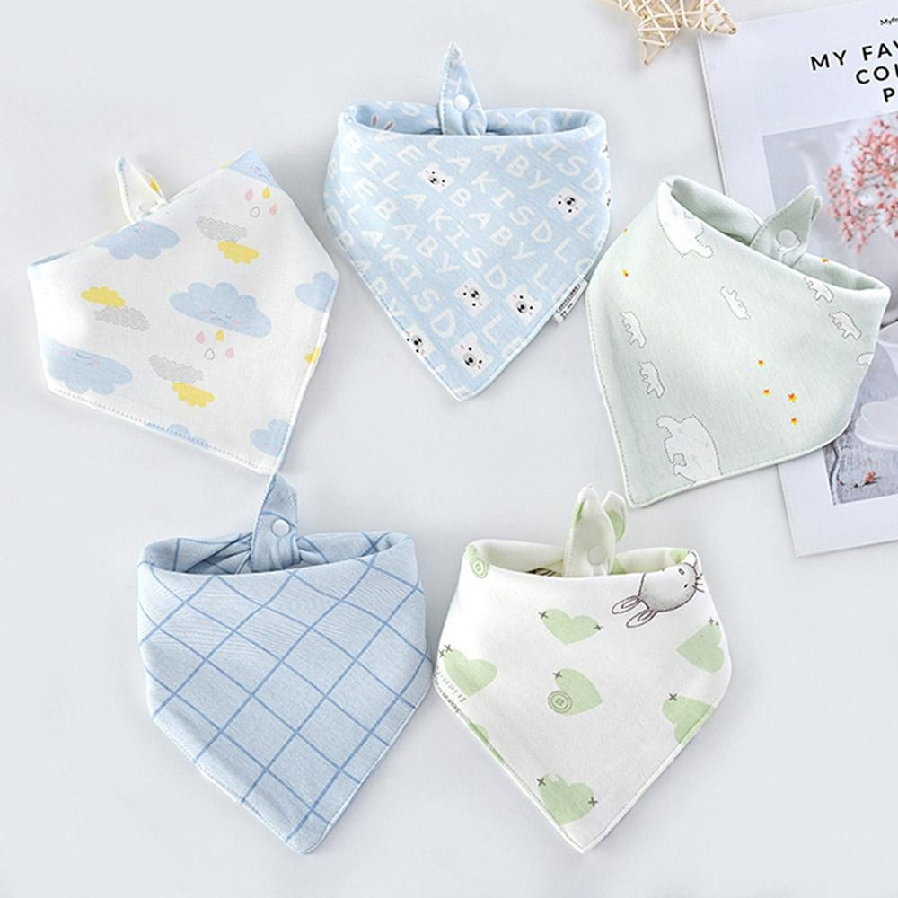 Five-Pack Cotton Triangle Baby Bibs Cartoon Print