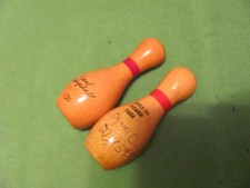 Lot of 2 Vintage Mini Wood Bowling Pins.