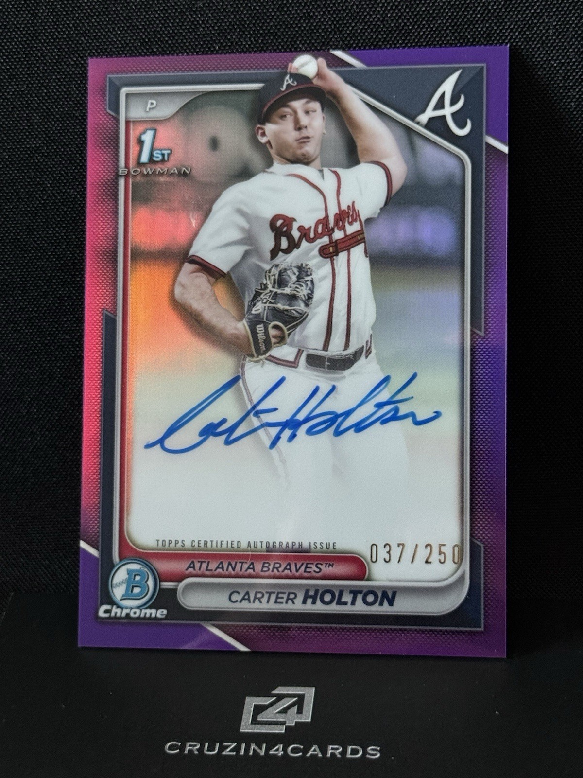 2024 Bowman Chrome Draft - Carter Holton 1st Prospect Purple Refractor Auto /250