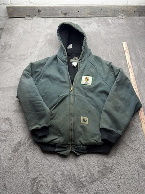 VTG Berne Seed Consultants Mens Large L Canvas Jacket Green Chore Barn Coat Corn